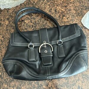 Coach D050-9248 black leather shoulder bag